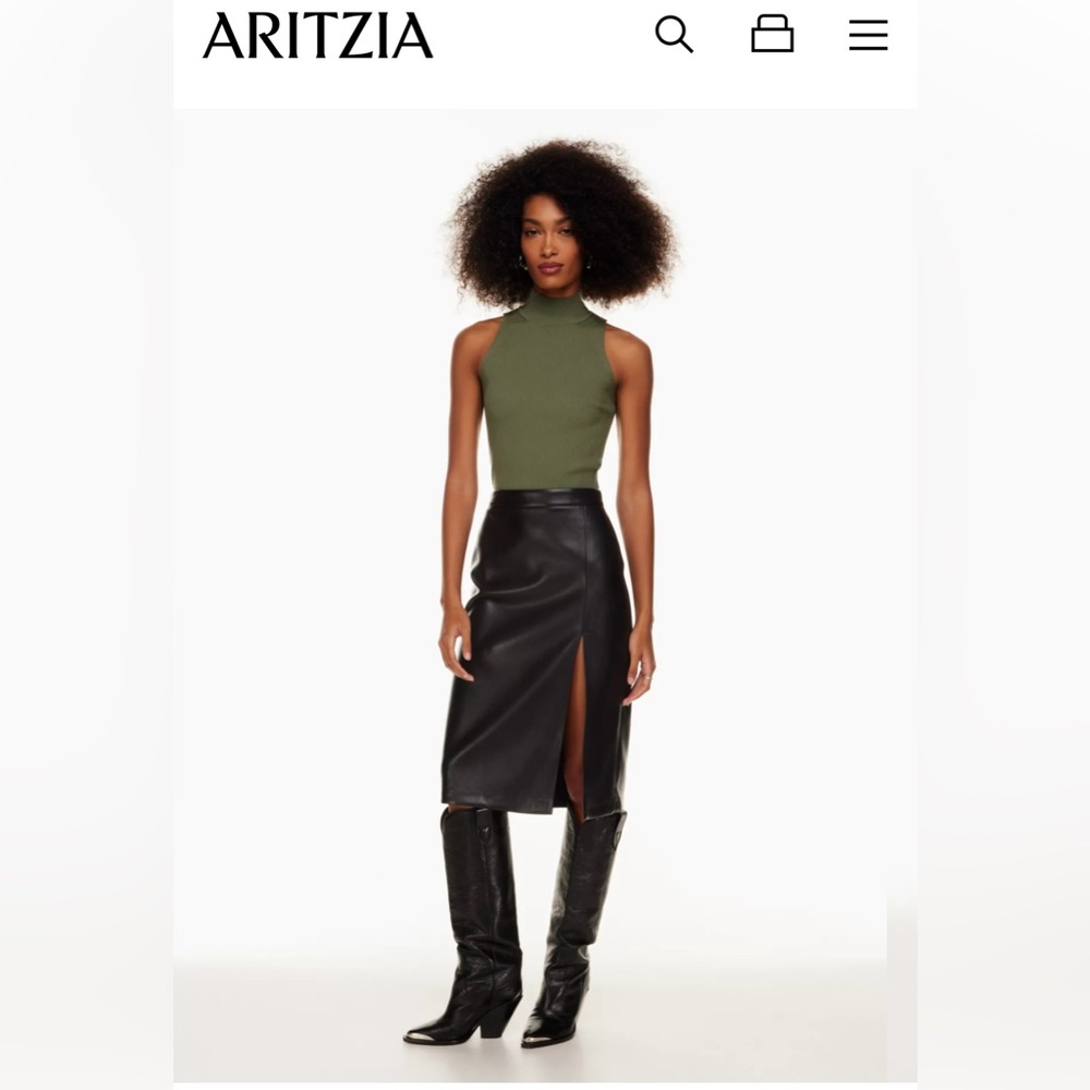 Aritzia Wilfred Patio Vegan Leather Midi Pencil Skirt NWOT